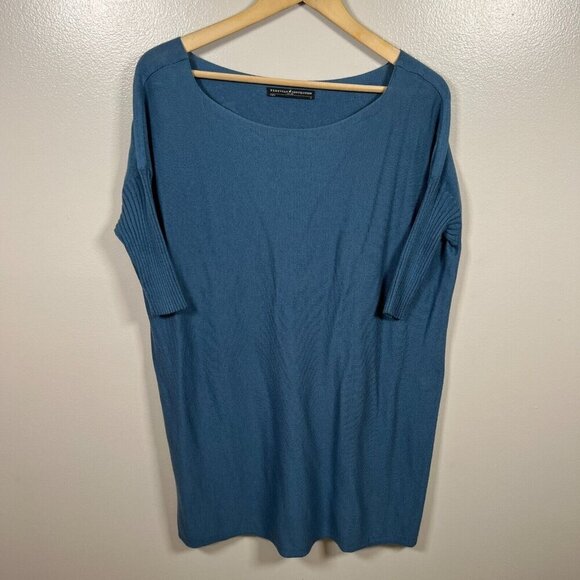 Peruvian Connection Pima Cotton Sweater Tunic Size Small Blue Dolman Sleeve - Picture 1 of 7